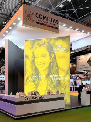 Completed exhibition booth with premium finishes