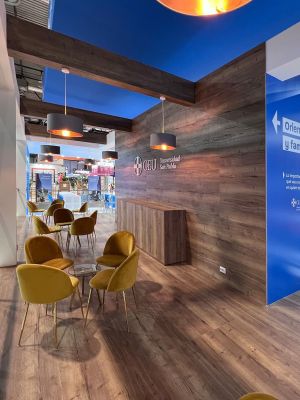 Double-height stand design with architectural certification