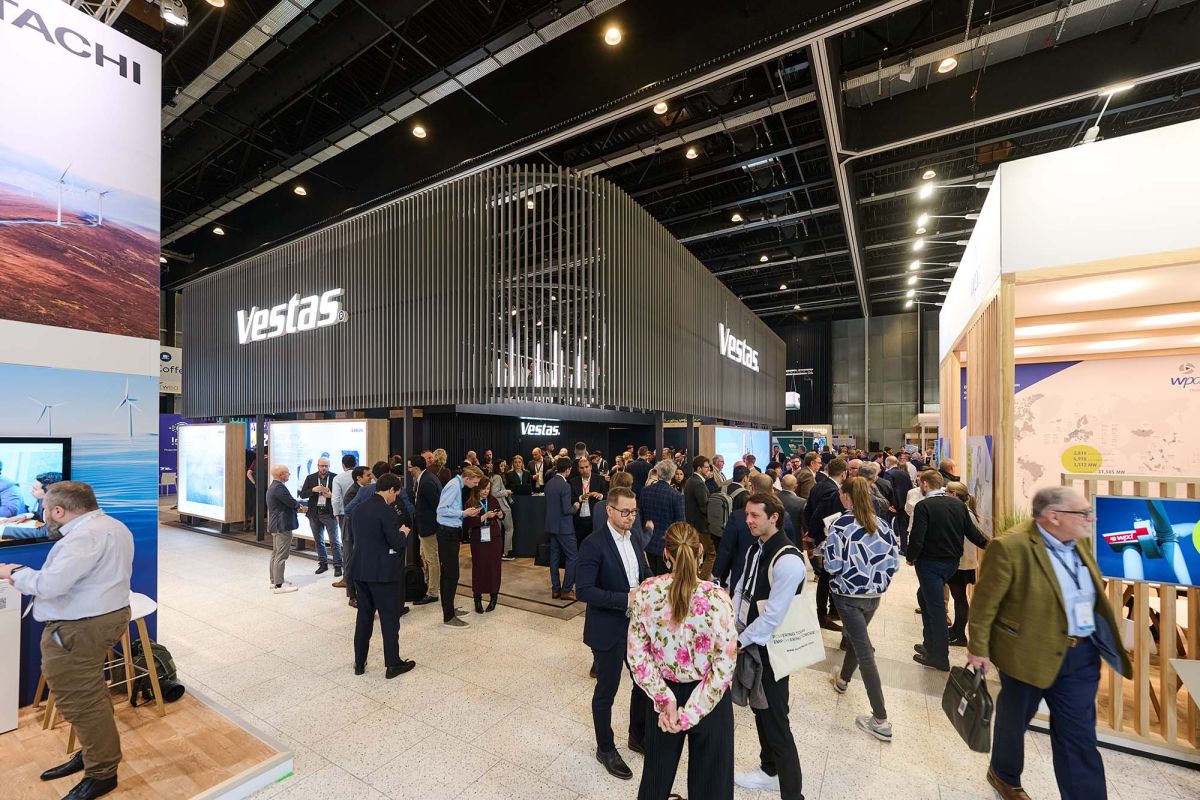 Attendees visiting the exhibition area during a previous WindEurope Annual Event